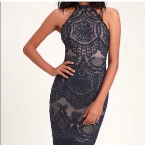 Lulu's Blue Strapless Bodycon Dress Cocktail